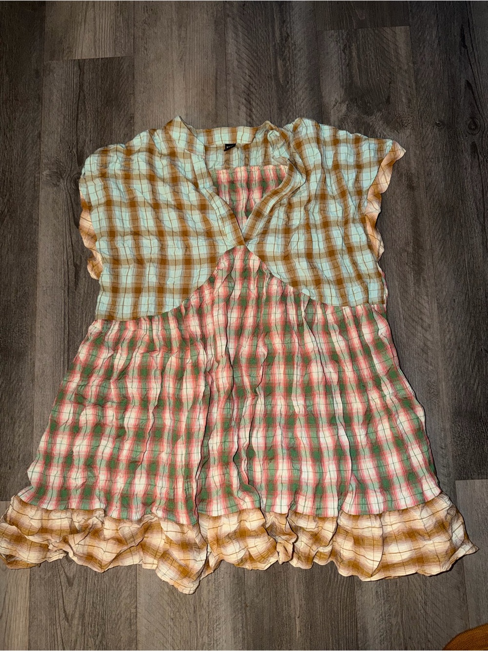 SHEIN Multi-Color Plaid Layered Casual Dress